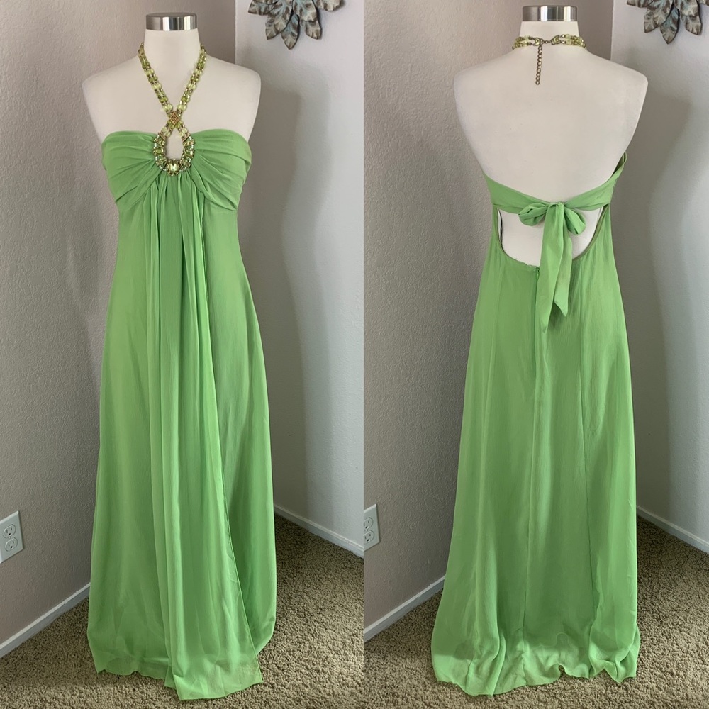 Narianna Jeweled Halter Backless Gown Size Medium